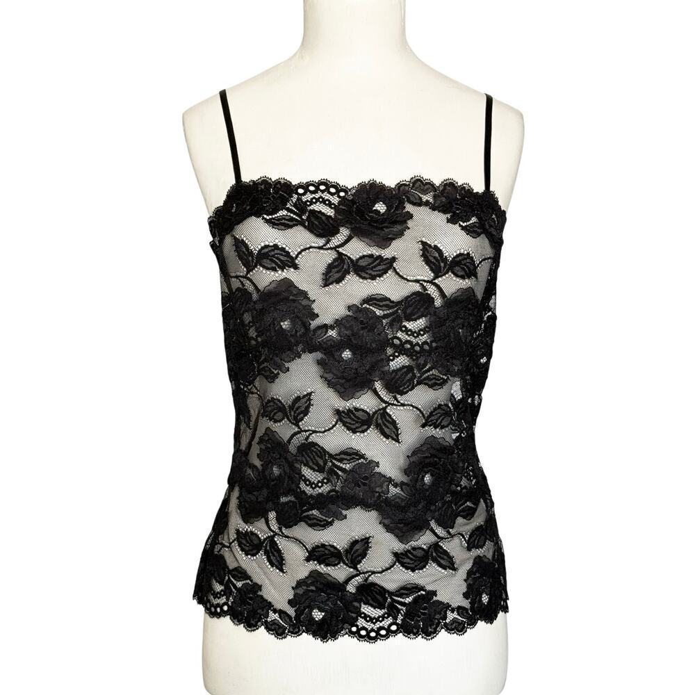 NWT Josie Natori Imagine Floral Lace Camisole Black Size Medium